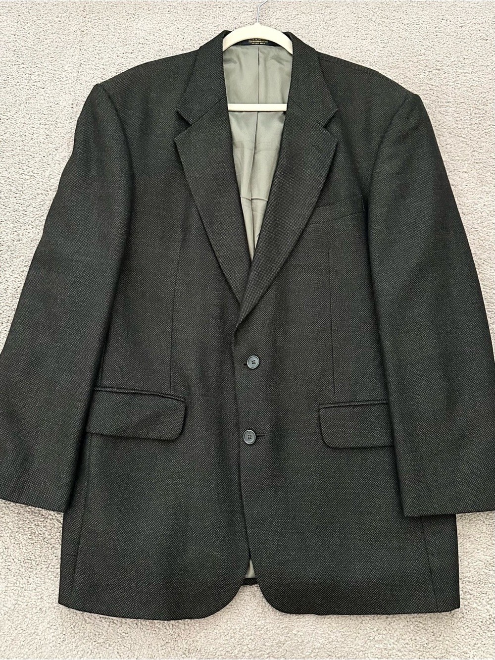 Oscar De La Renta 100% Wool Dark Green & Brown Two-Button Blazer Jacket